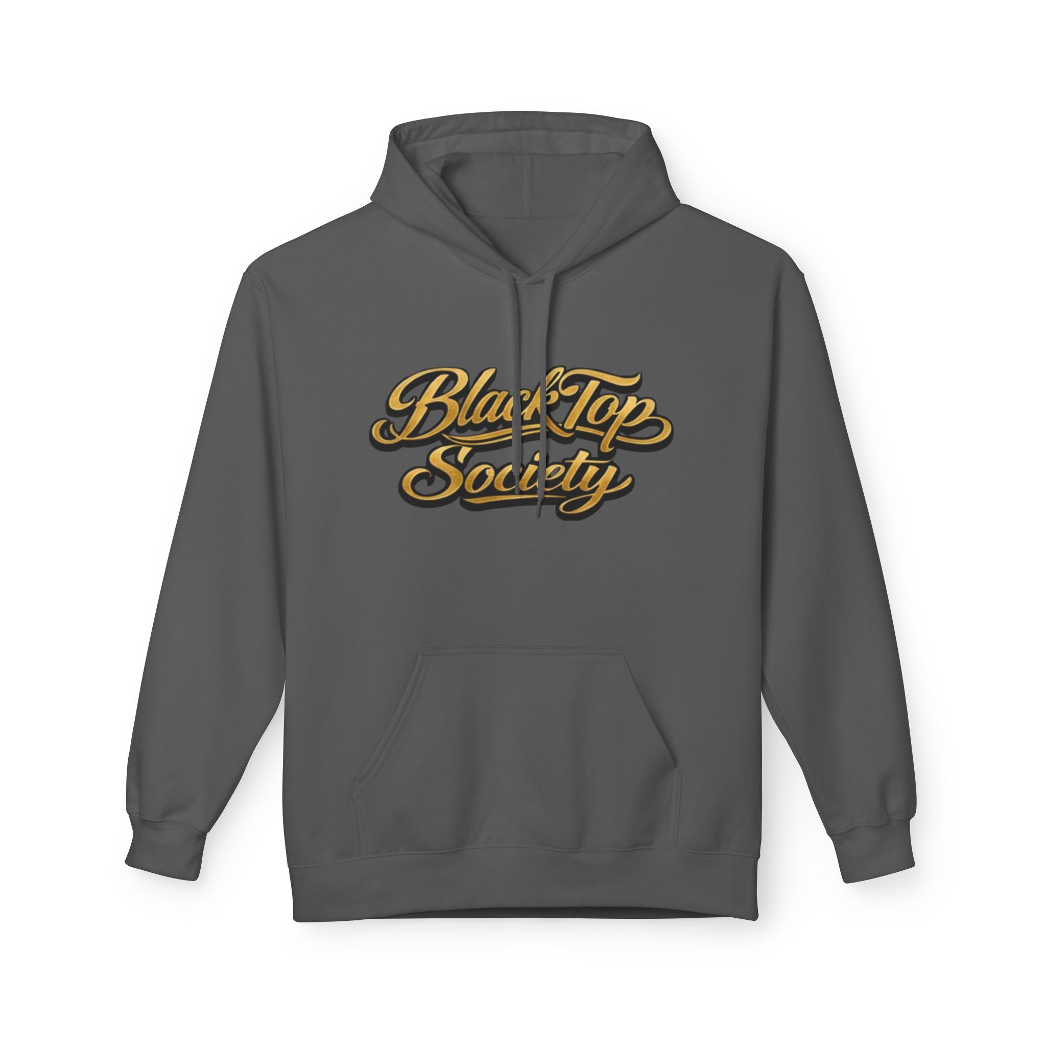 Black Top Society Hoodie — Retro Script Logo Pullover