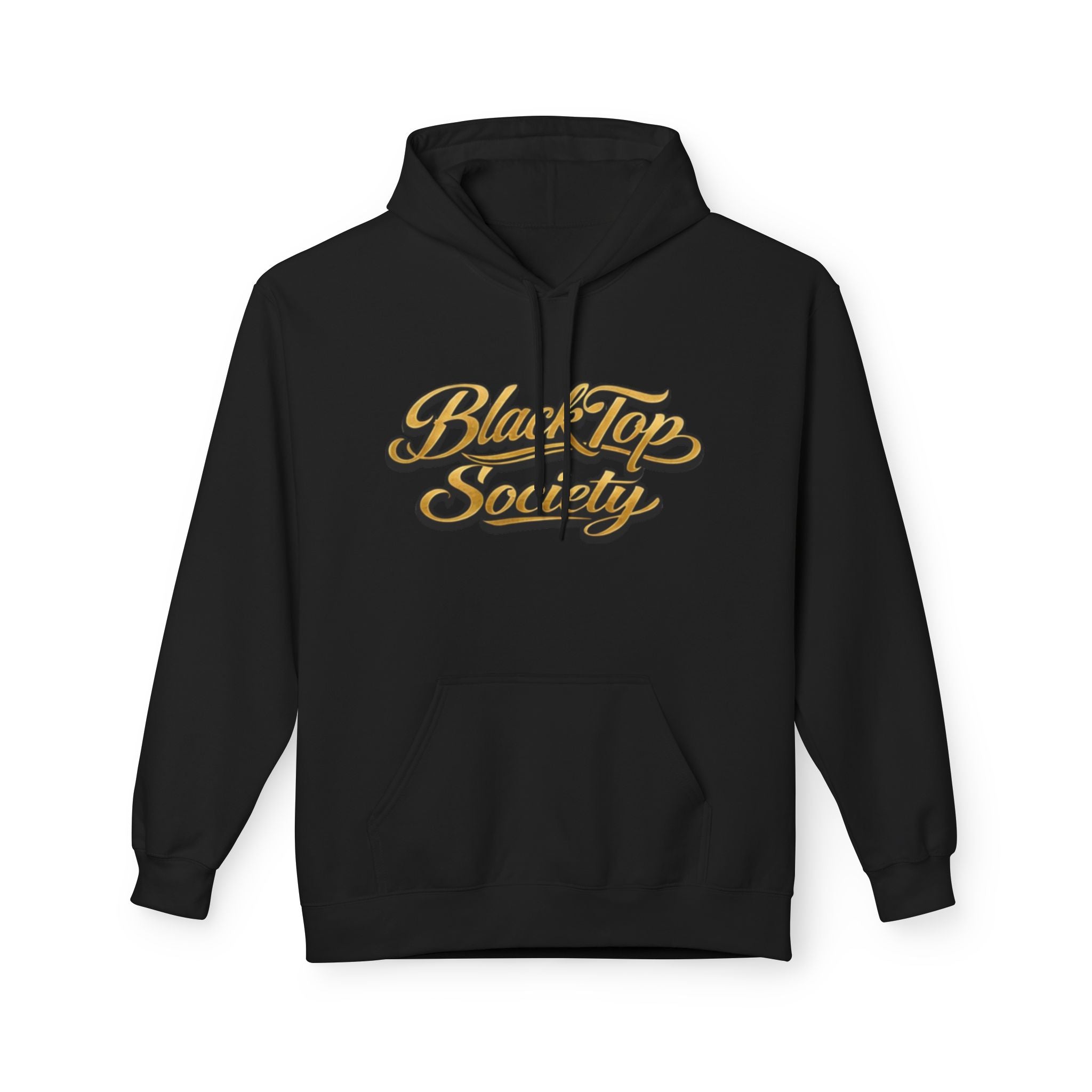 Black Top Society Hoodie — Retro Script Logo Pullover